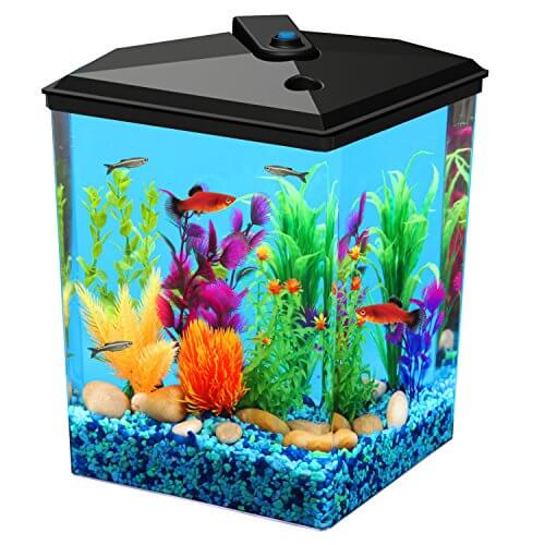 Koller Products AquaView 2.5-Gallon Fish Tank with Power Filter and LED Lighting