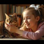 a girl and her cat