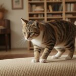 cat on top of sofa