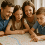 family looking at a map