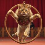 Cat doing tricks in the circus