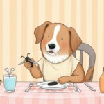dog eating cicadas