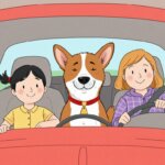 dog in a family trip