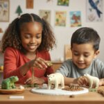 kids building animal habitat
