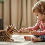 toddler meets cat