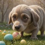 dog hunting for easter egg