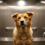 dog in elevator