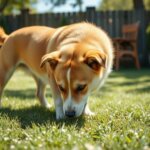 dog sniffing grass