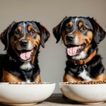 happy dog eating